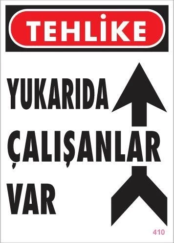 Yukarıda Çalışanlar Var Uyarı Levhası 25X35 Kod: 410 ürün görseli 1