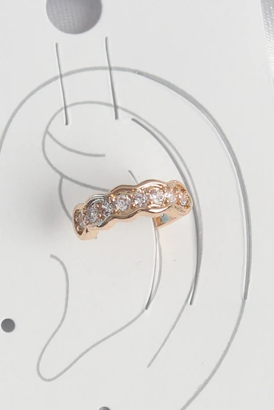 Pirinç Gold Renk Zirkon Taşlı Kadın Kıkırdak Küpe ürün görseli 1