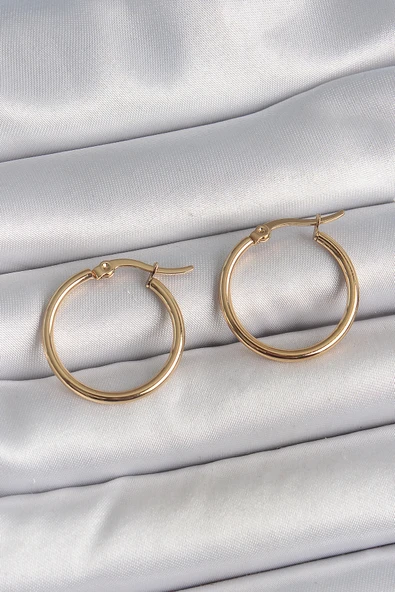 316 Çelik Gold Renk 22Mm Kadın Halka Model Kadın Küpe ürün görseli 1