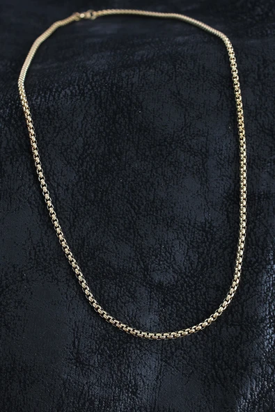 316L Çelik Örme Zincir Model Gold Renk Erkek Kolye ürün görseli 1