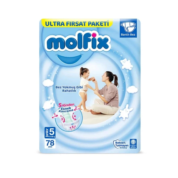 Bebek Bezi Fırsat Paketi 5 Beden 11-18 Kg 78 Adet ürün görseli 1