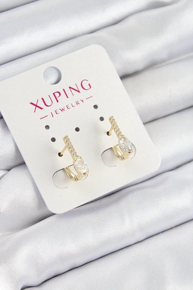 Xuping Zirkon Taşlı I Model Gold Renk Kadın Küpe ürün görseli 1