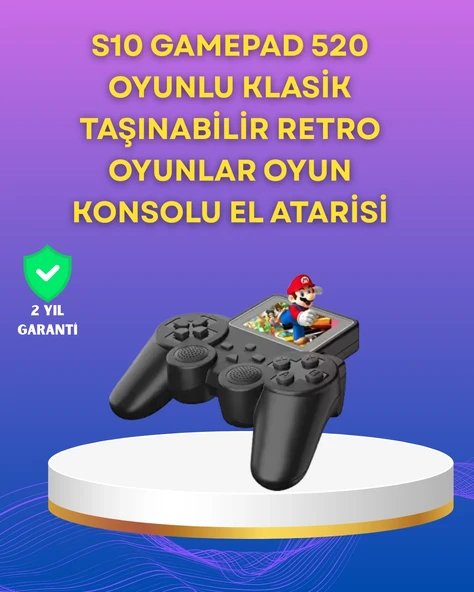 2.4 İnç Ekranlı 500 Oyunlu Taşınabilir Oyun Konsolu, Şarjlı El Tipi Mini ürün görseli 1