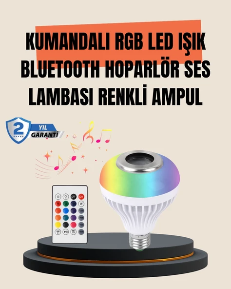 12W Led Ampul – Renkli Işık Dahili Hoparlör Özellikli ürün görseli 1