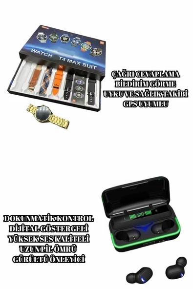 Bluetooth Kulaklık Akıllı Saat 7 Kordonlu Metal Kordon Plastik Kordon ürün görseli 1
