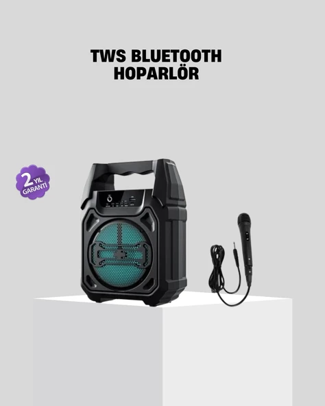 6.5 İnç Bluetooth Hoparlör Mikrofonlu Taşınabilir Karaoke Parti Sistemi ürün görseli 1