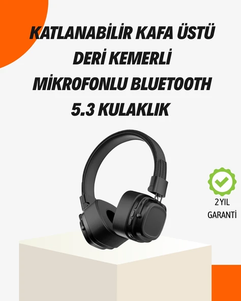 Kristal Netliğinde Ses Güçlü Baslı Kablosuz Kulak Üstü ürün görseli 1