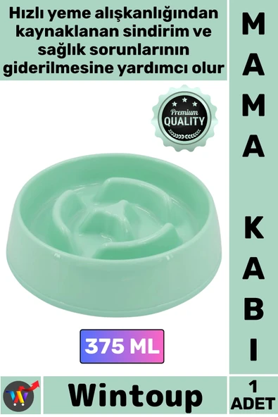 #MamaKabı Hızlı Yeme Önleyici Kedi Köpek Sağlık Dostu Kaliteli Plastik Yavaş Mama Yeme Kabı 375 Ml ürün görseli 1