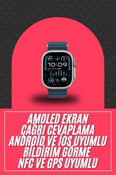 49Mm Akıllı Saat Amoled Ekranlı Kadın Erkek Kol Saati Plastik Kordon ürün görseli 1