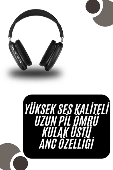 Kulak Üstü Kablosuz Bluetooth Kulaklık Yumuşak Süngerli Sd Kart Girişli ürün görseli 1