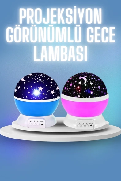 Renkli Yıldızlı Gökyüzü Projeksiyon Gece Lambası Pilli Usb Kablolu ürün görseli 1