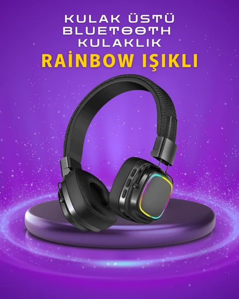 Renkli Işık Efektli Bluetooth 5.3 Müzik Kulaklığı ürün görseli 1