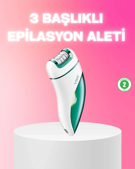 3 In 1 Epilatör Metal Başlıklı Ipx5 Su Geçirmez 90 Dakika Şarjlı Epilasyon ürün görseli 1