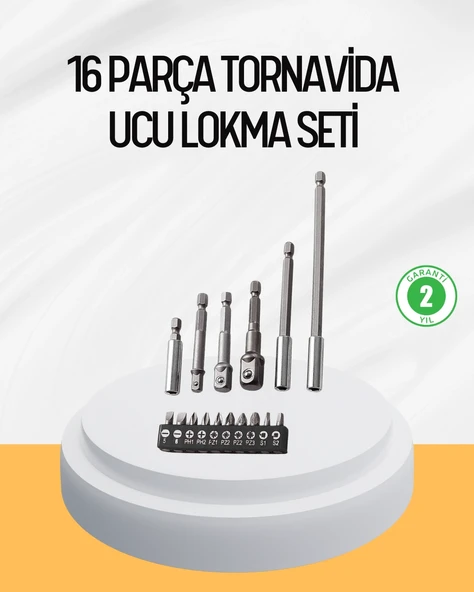 Ergonomik 16 Parça Bits Tornavida Uç Adaptör Seti ürün görseli 1