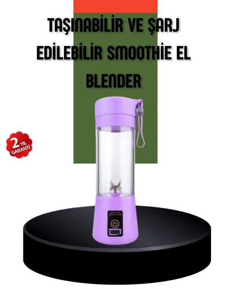 Taşınabilir Usb Şarjlı Mini Smoothie Blender 380Ml Çelik Bıçaklı Portatif ürün görseli 1