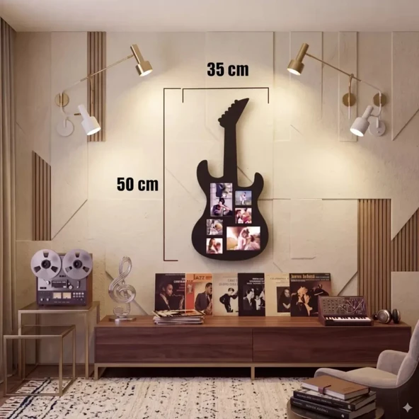 Rock Serisi: Siyah Kesim Gitar Figürlü Çoklu Anı Çerçevesi ürün görseli 1