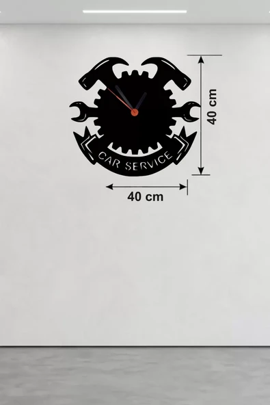 Car Service Temalı Ahşap Duvar Saati - 40X40 Cm Teknik Servis Dekoru ürün görseli 1