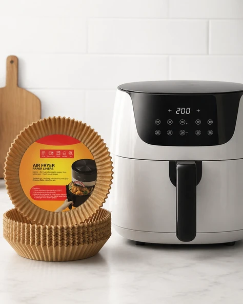 100 Adet Airfryer Kağıdı Su Geçirmez Tutmaz Pişirme Altlığı ürün görseli 1