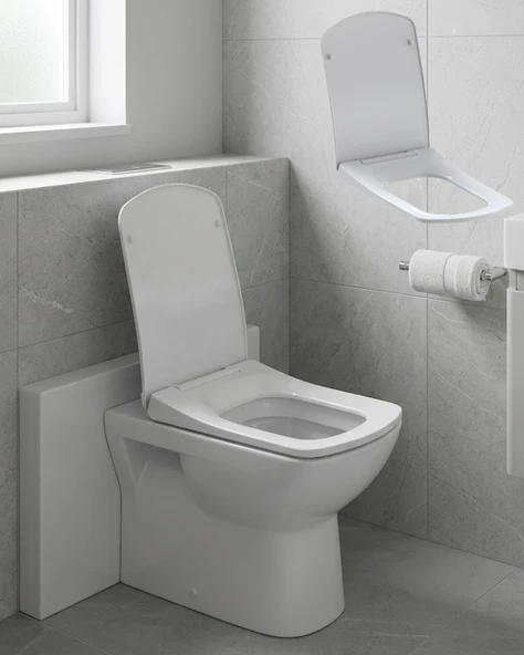 Kare Slim Klozet Kapağı Sessiz Kapanma Dayanıklı Tasarım ürün görseli 1