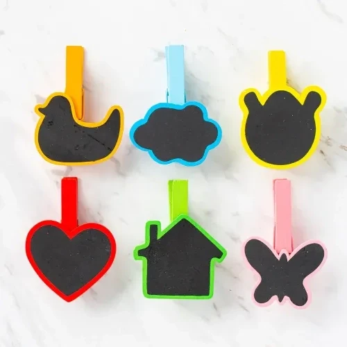 Desenli Notlu Ahşap Mandal (6'Lı Set - 10 Paket) ürün görseli 1
