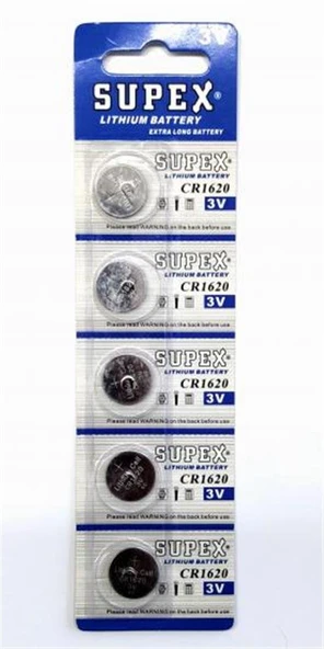 Supex CR1620-C5 3V Lityum Düğme Pil 5'li Paket ürün görseli 1