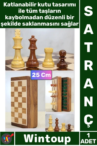 #Satranç Lüks Hediye Özel Vernikli Mıknatıs Taşlı Ahşap Katlanabilir Kutulu Şık Satranç Oyunu 25 Cm ürün görseli 1