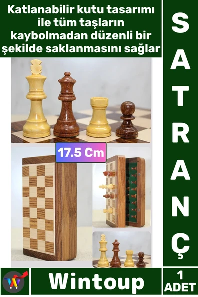 #Satranç Lüks Hediye Özel Vernikli Mıknatıs Taşlı Ahşap Katlanabilir Kutulu Satranç Oyunu 17.5 Cm ürün görseli 1
