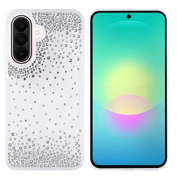 Samsung Galaxy A27 Kılıf Airbag Tasarımlı Damla Taşlı Şeffaf Pera Silikon Kapak ürün görseli 1