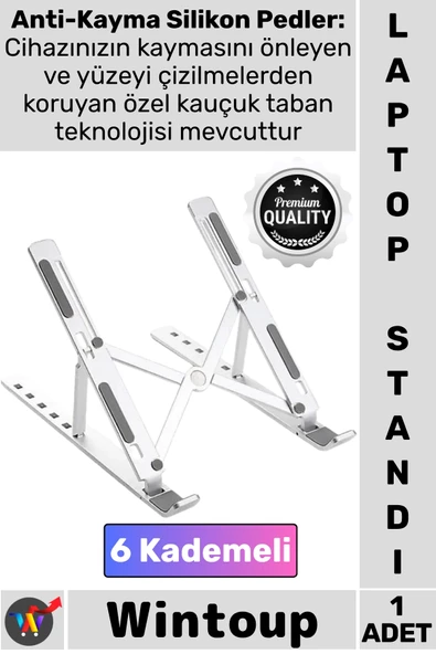 #Stand 6 Kademeli Ergonomik Katlanabilir Taşınabilir Masaüstü Alüminyum Ayarlanabilir Laptop Standı ürün görseli 1