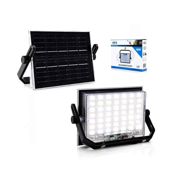 100W GÜNEŞ ENERJİLİ LED IŞIK SOLAR PROJEKTÖR - FENER KAMP - DIŞ MEKAN 3 FARKLI LED IŞIK 348960 LMB (5250) ürün görseli 1