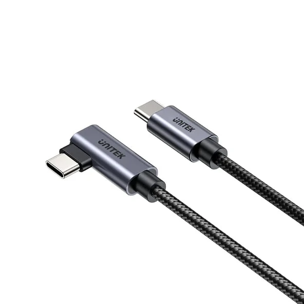 Unitek Type-C to Type-C (100W) 2Mt 90° Açı Hızlı Şarj Kablosu (C14123BK-2M) ürün görseli 1