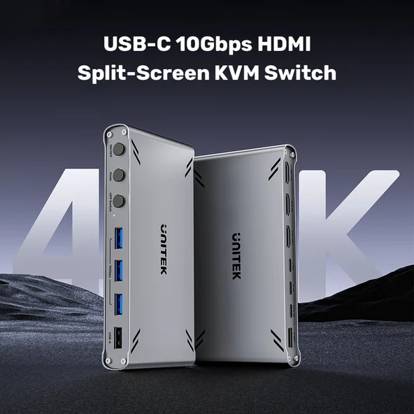 Unitek USB-C 10Gbps HDMI Split-Screen KVM Switch (D1118AGY01-EU) - Resim 2
