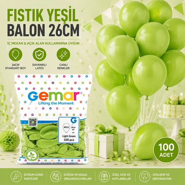 İÇ MEKAN - FISTIK YEŞİL BALON 10 INC - 26CM - 100PCS (5250) ürün görseli 1