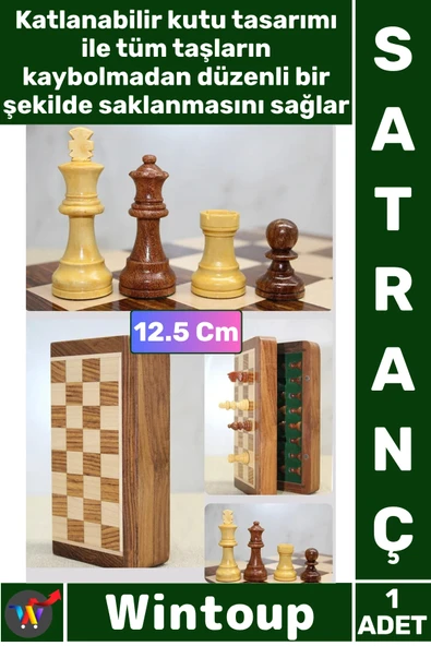 #Satranç Manyetik Seyahat Tipi Mini Mıknatıs Taşlı Ahşap Katlanabilir Kutulu Satranç Oyunu 12.5 Cm ürün görseli 1