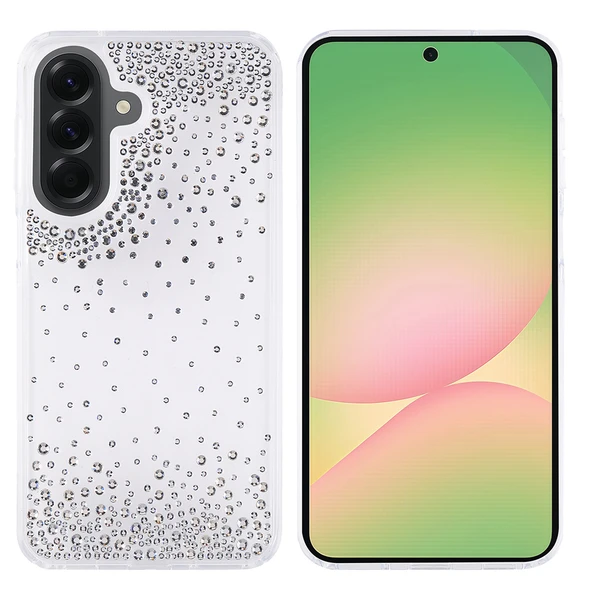 Samsung Galaxy A56 Kılıf Airbag Tasarımlı Damla Taşlı Şeffaf Pera Silikon Kapak ürün görseli 1
