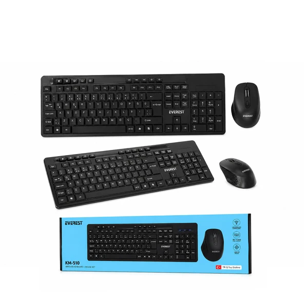 KABLOSUZ MULTİMEDİA KLAVYE - MOUSE SETİ SİYAH Q KLAVYE KM-510 (5250) ürün görseli 1