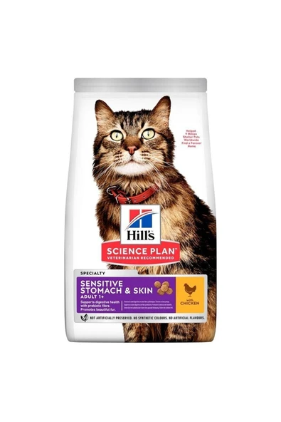 HİLLS SENSİTİVE STOMACH&SKİN(HASSAS MİDE VE DERİ) TAVUK ETLİ KEDİ MAMASI 1,5KG ürün görseli 1