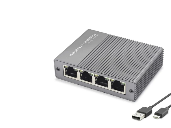 Gigabit Ethernet Switch 5 Port Type C Güç Girişli Gri HDX1414 ürün görseli 1