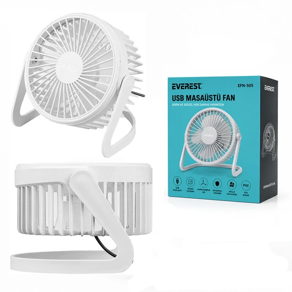 USB ŞARJLI - PVC GÖVDE 14.5X14.1CM MASA ÜSTÜ FAN - VANTİLATÖR EFN-505 (5250) ürün görseli 1