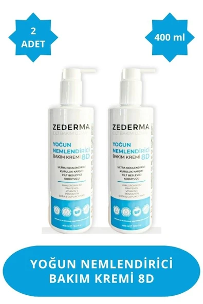 ZEDERMA Yoğun Nemlendirici Cilt Bakım Kremi 8d 400ml. 72 Saate Kadar Etkili (2 Adet) ürün görseli 1