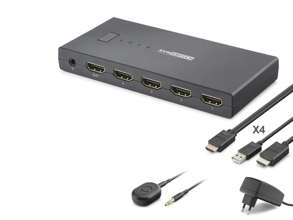 Hdmı Usb Kvm Switch 4 Port Hdmı 4 Port Usb Kumandalı HDX1425 ürün görseli 1