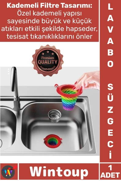 #Süzgeç Mutfak Banyo Gider Koruyucu Tıkanıklık Önleyici Pratik Şık Renkli 6 Kademeli Lavabo Süzgeci ürün görseli 1