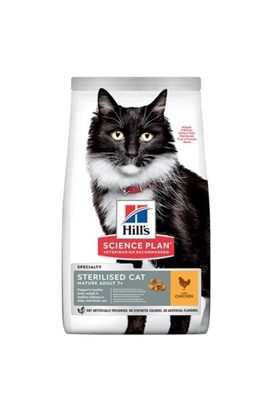 HİLLS STERİLİSED MATURE ADULT 7+ YAŞLI TAVUK ETLİ KISIR KEDİ MAMASI 1,5KG ürün görseli 1