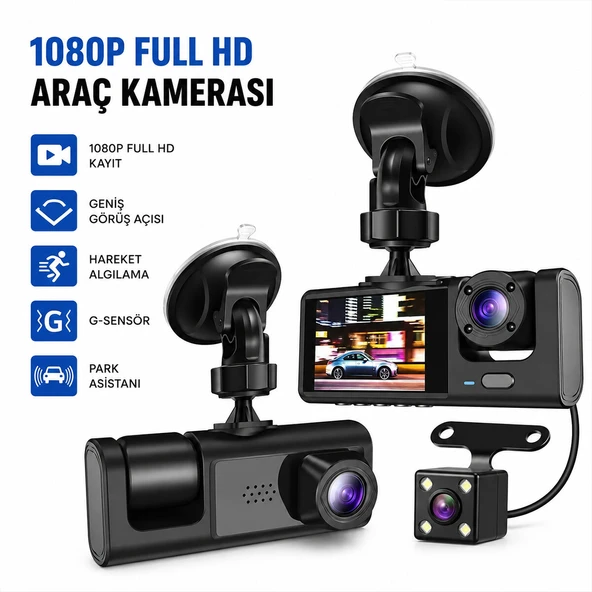 FULL HD 1080P SENSÖR - PARK ASİSTAN - HAREKET ALGILAMA OTO ARAÇ İÇİ KAMERA HS-362 (5250) ürün görseli 1