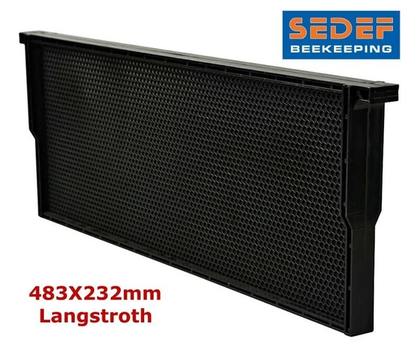 Arıcı Petek PLASTİK KABARTILMIŞ HAZIR PETEK PRATİK ÇERÇEVE LANGSTROTH 485X235MM SİYAH ürün görseli 1