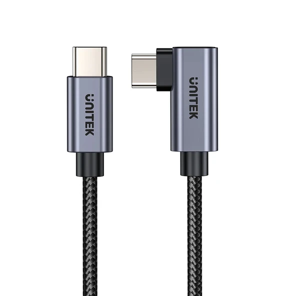 Unitek Type-C to Type-C (100W) 1Mt 90° Açı Hızlı Şarj Kablosu (C14123BK-1M) ürün görseli 1