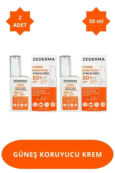 ZEDERMA Güneş Koruyucu Spf 50+ 50ml Krem & Ultra Uzun UVA Koruma & Su Ve Tere Dayanıklı (2 Adet) ürün görseli 1