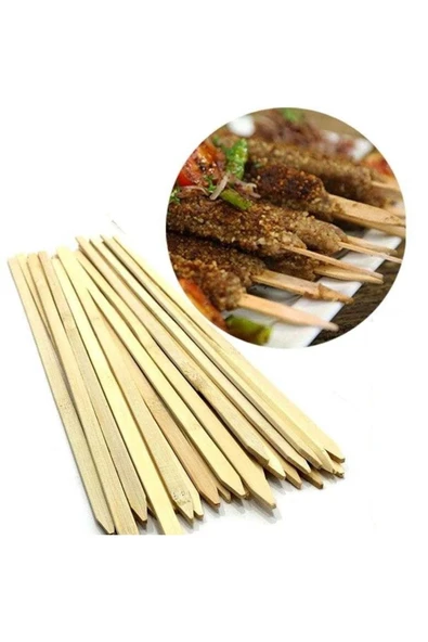 Ahşap Adana Çöp Şiş Çubuğu 40 cm 20 Adet - Yassı Adana Kebap Şişi Ahşap Çöp Şiş ürün görseli 1