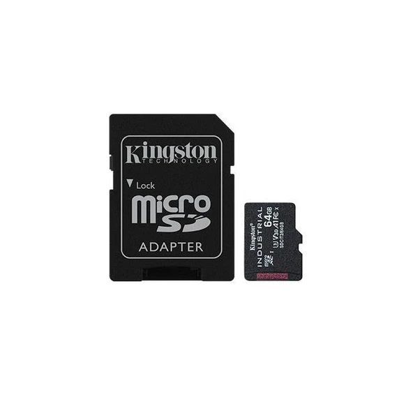 Kingston SDCIT2/64GB 64GB microSDXC Industrial C10 A1 pSLC Card + SD Adapter ürün görseli 1