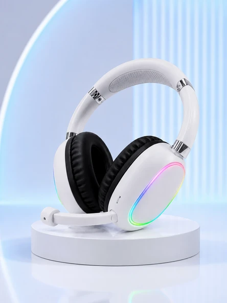Beyaz Mikrofonlu Ergonomik Kulak Üstü Tasarım - Resim 4